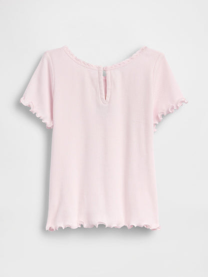 Açık Pembe Embroidered Logo T-shirt