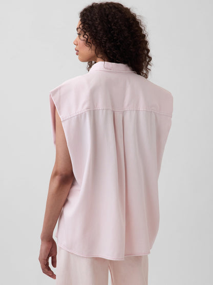 Açık Pembe Gap × Hfr Ultrasoft Denim Wide-shoulder Gömlek By Nicole Benefield Portfolio
