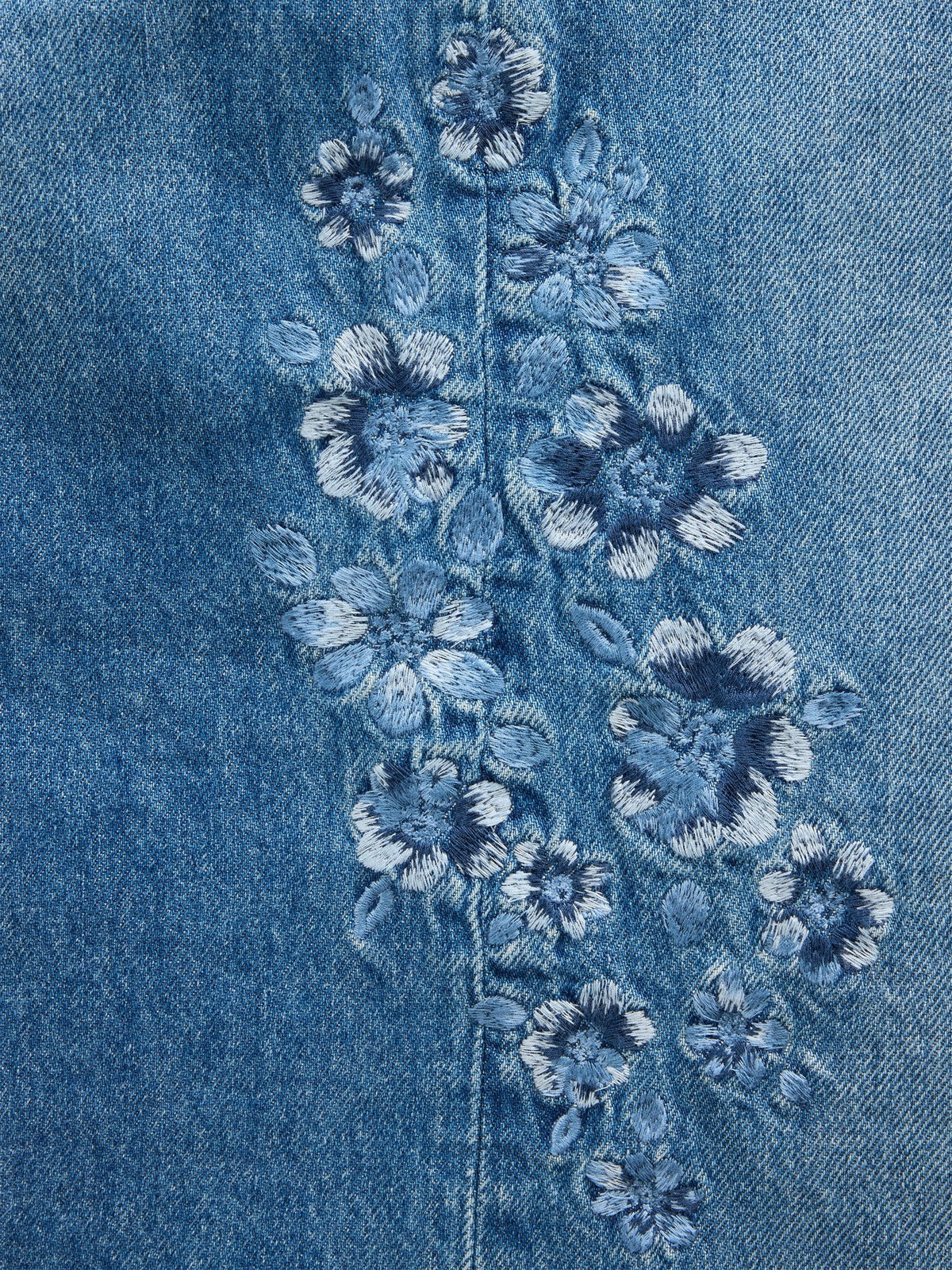 Mavi Low Rise Stride Çiçek Işlemeli Wide-leg Jean Pantolon