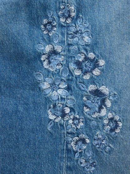 Mavi Low Rise Stride Çiçek Işlemeli Wide-leg Jean Pantolon