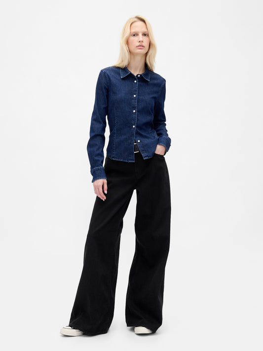 Siyah Low Rise Ultrasoft Extra Baggy Jean Pantolon