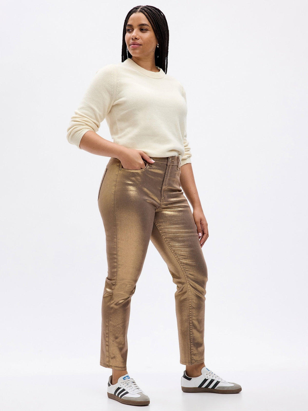 Sarı High Rise Metalik Vintage Slim Washwell™ Jean Pantolon