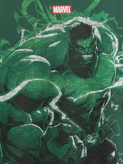 Yeşil Marvel Oversized Grafik Baskılı T-shirt