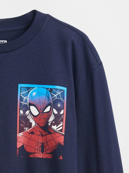 Lacivert Marvel Relaxed Grafik T-shirt
