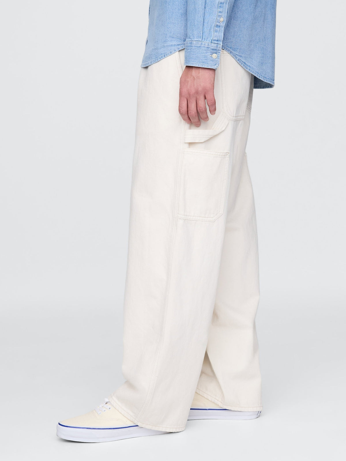 Kırık Beyaz Baggy Carpenter Jean Pantolon