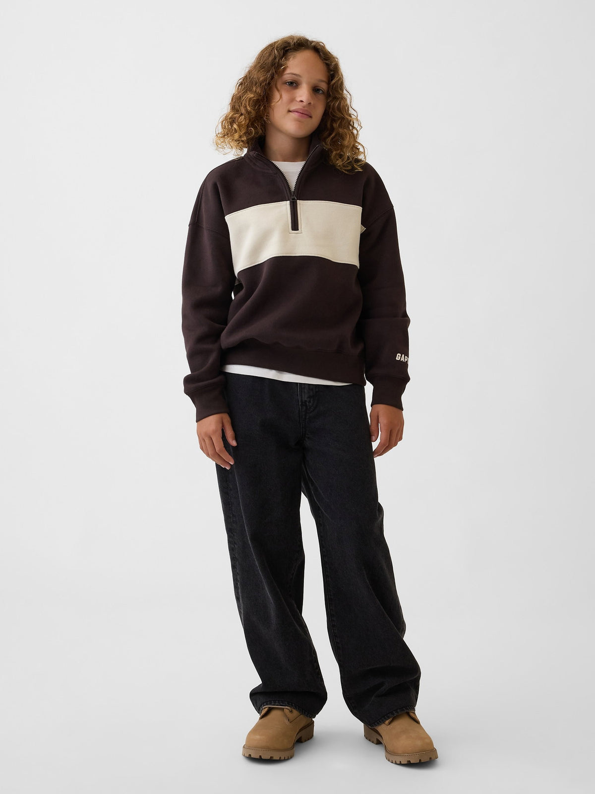 Kahverengi Vintagesoft Yarım Fermuarlı Sweatshirt