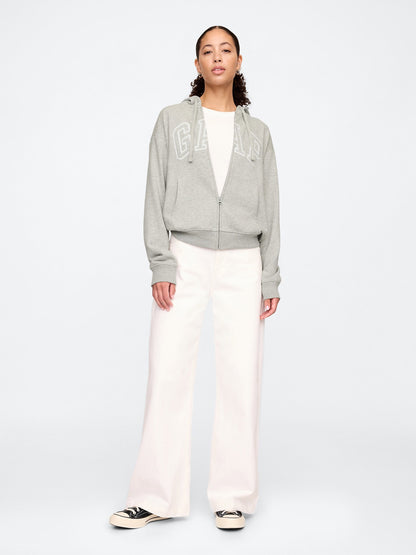 Gri Gap Logo Relaxed Fermuarlı Sweatshirt