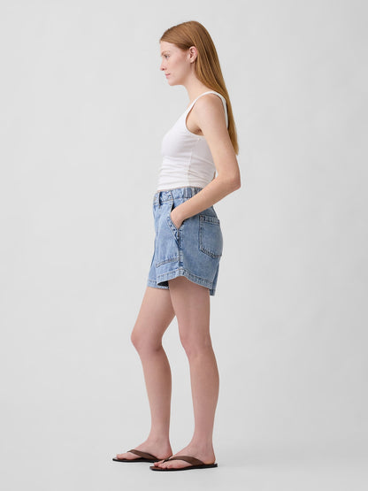 Açık Mavi 4 High Rise Supersoft Denim Utility Şort
