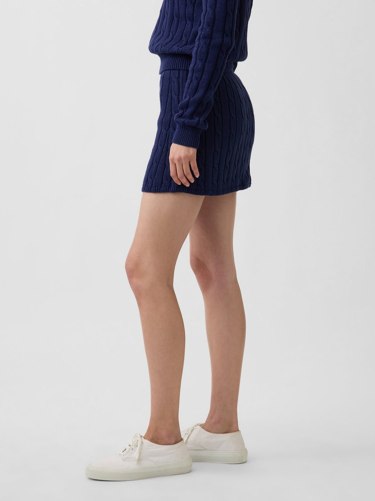 Kırmızı 100% Pamuk Cable-knit Mini Şort