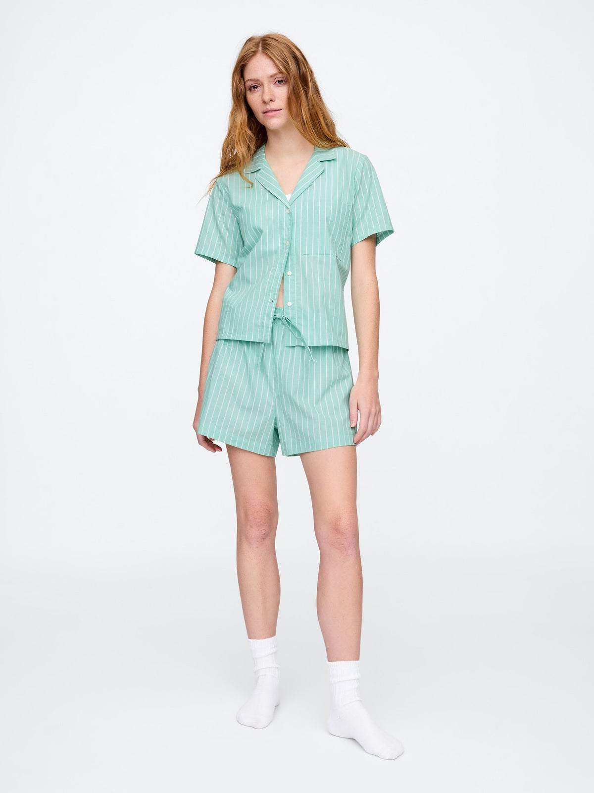 Yeşil Poplin Pijama Üstü