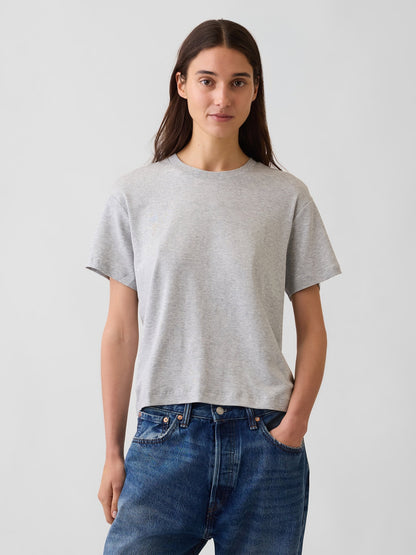 Lacivert Supima® Pamuk Relaxed T-shirt