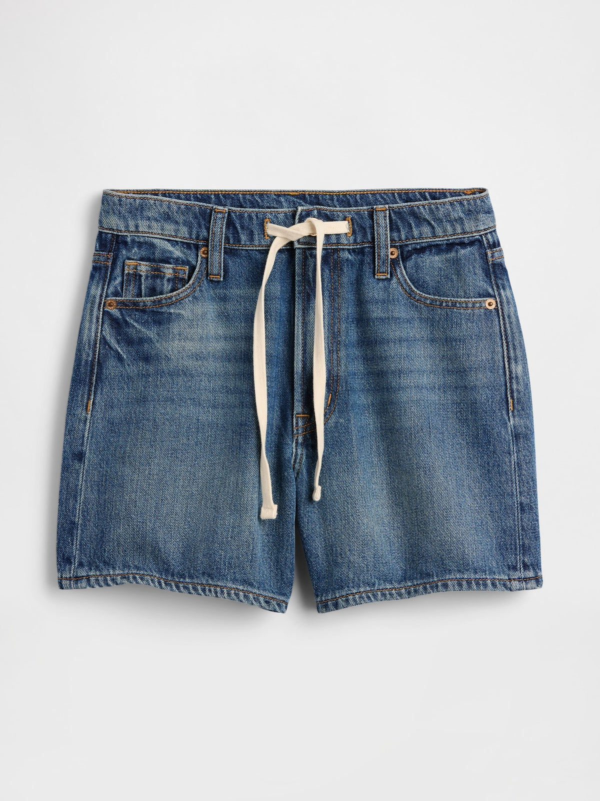 Koyu Mavi High Rise Supersoft Drawstring Denim Şort