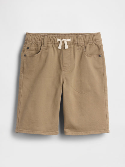 Bej Kids Pull-on Loose Denim Şortlar
