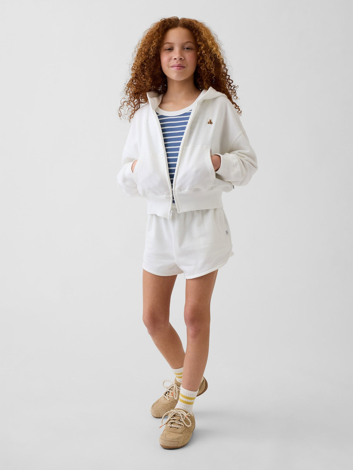 Beyaz Vintagesoft Terry Wedge Fermuarlı Sweatshirt