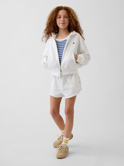 Beyaz Vintagesoft Terry Wedge Fermuarlı Sweatshirt