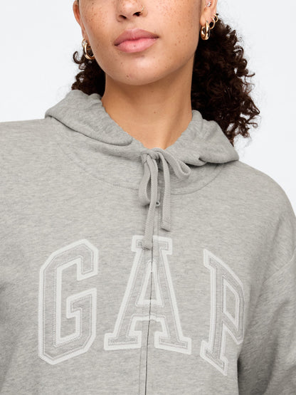 Gri Gap Logo Relaxed Fermuarlı Sweatshirt