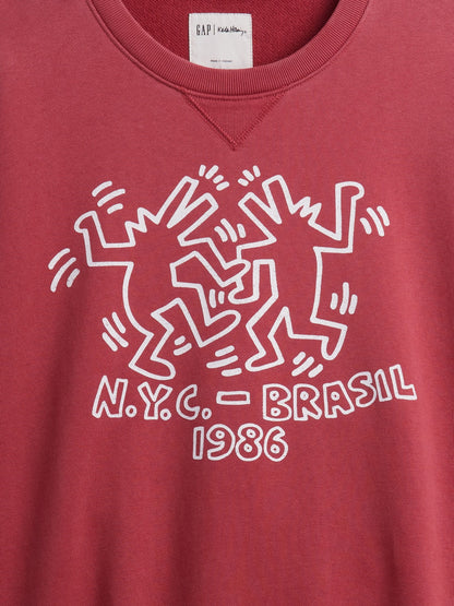 Koyu Kırmızı Keith Haring Heavyweight Logo Sweatshirt