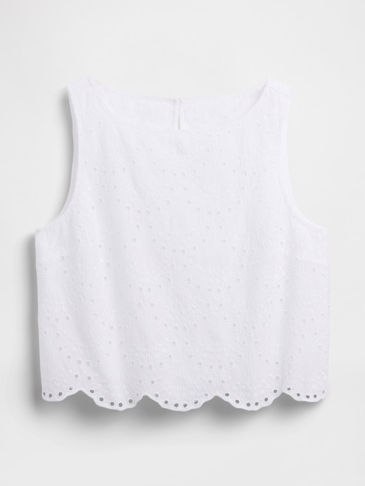 Beyaz Eyelet Crop Shell Askılı Bluz