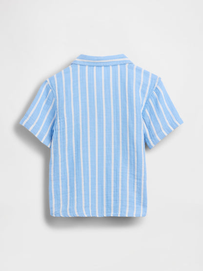 Yeşil Pamuk Gauze Baskılı Polo T-shirt