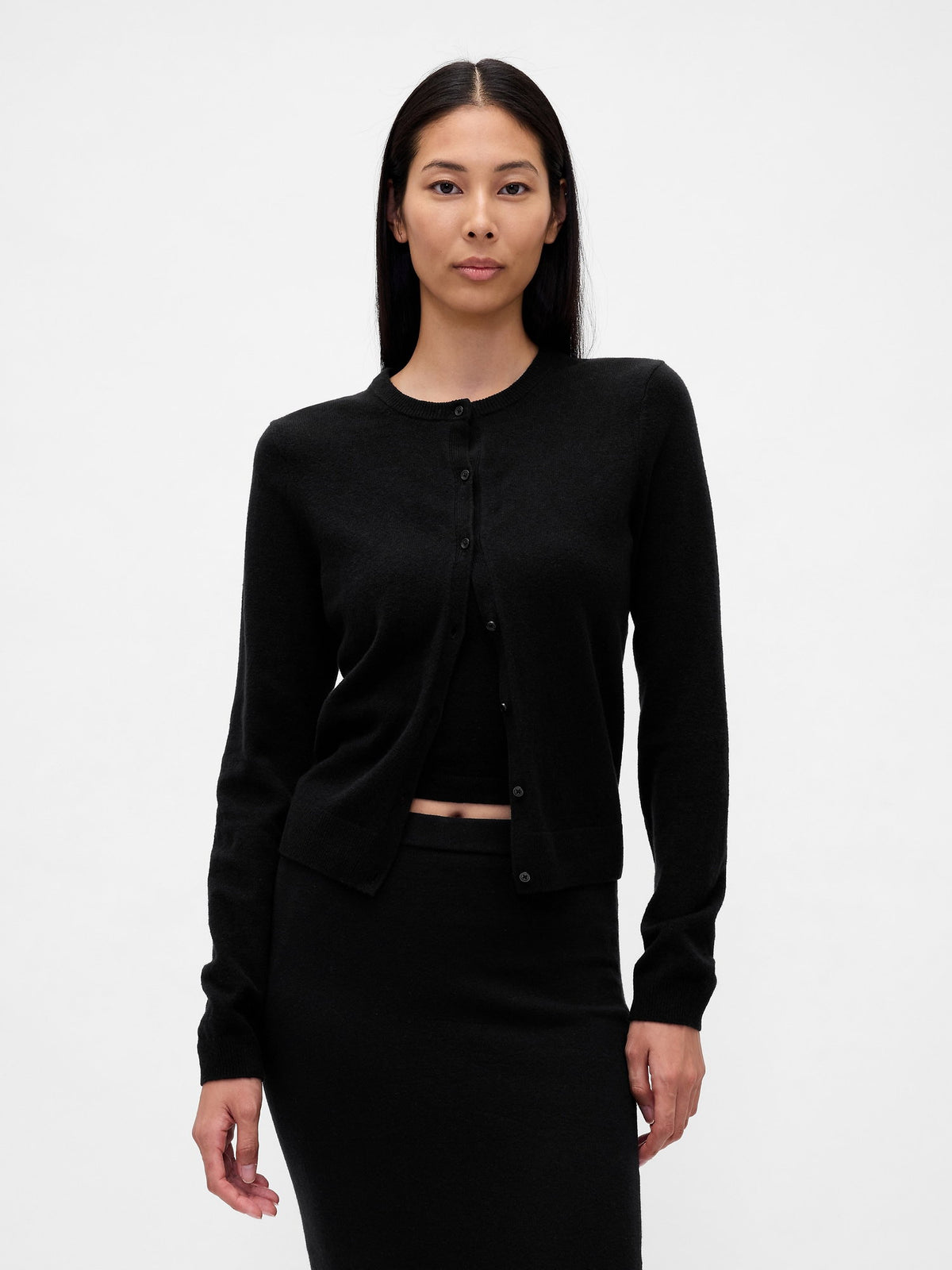 Siyah Cashsoft Crop Hırka