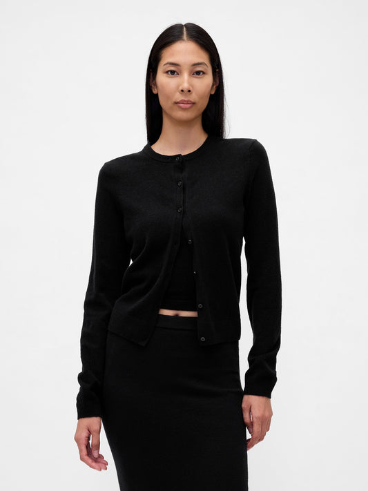 Siyah Cashsoft Crop Hırka