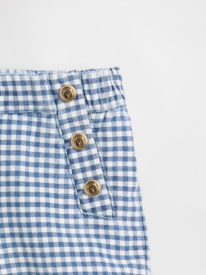 Mavi Sailor Gingham Denim Pull-on Şort