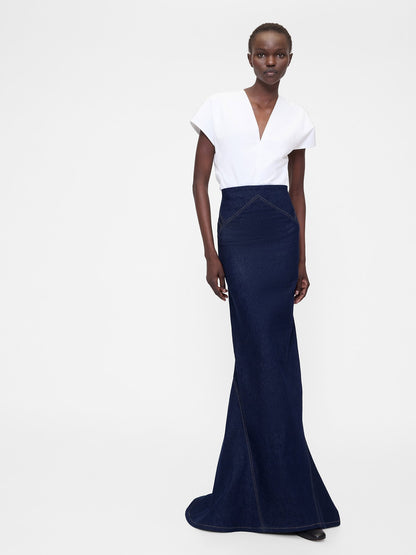 Lacivert Gapstudio High Rise Dikişli Denim Maxi Etek