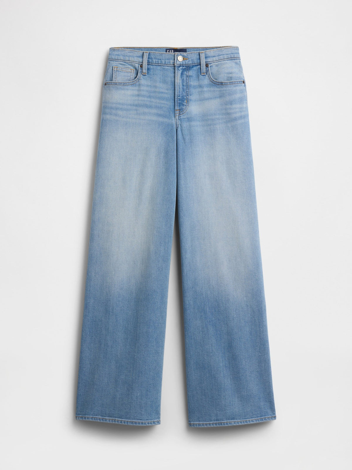 Açık Mavi Mid Rise Wide-leg Jean Pantolon