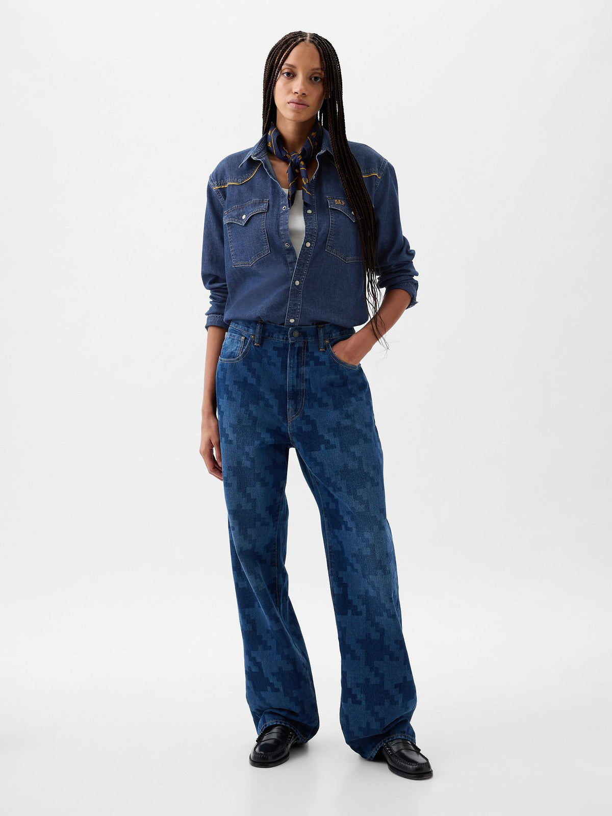 Koyu Mavi Dap × Gap Denim Western Gömlek