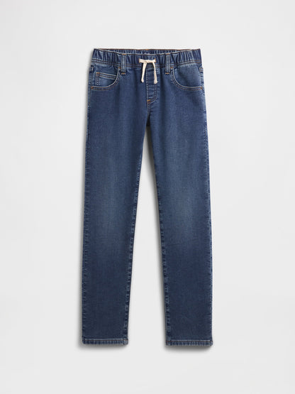 Koyu Mavi Kids Pull-on Slim Eşofman Altı Jean Pantolon