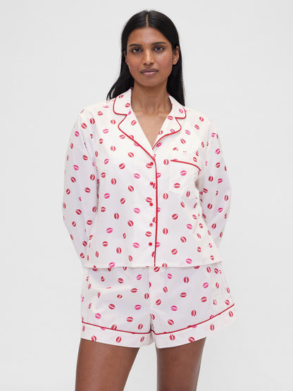 Kırık Beyaz Gap × Summer Fridays Relaxed Poplin Kiss Pijama Üstü