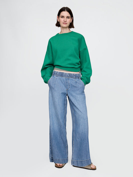 Mavi Mid Rise Ultrasoft Pileli Baggy Jean Pantolon