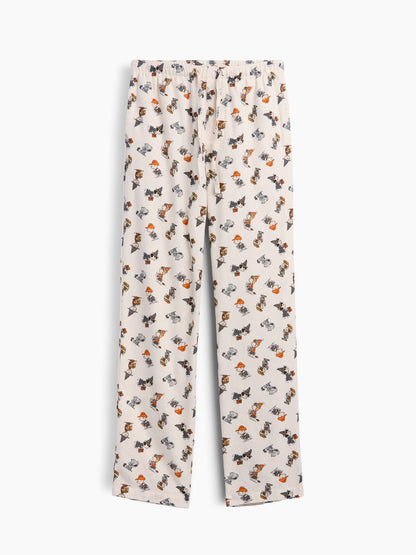 Kırık Beyaz Peanuts Relaxed Baskılı Flannel Pijama Altı
