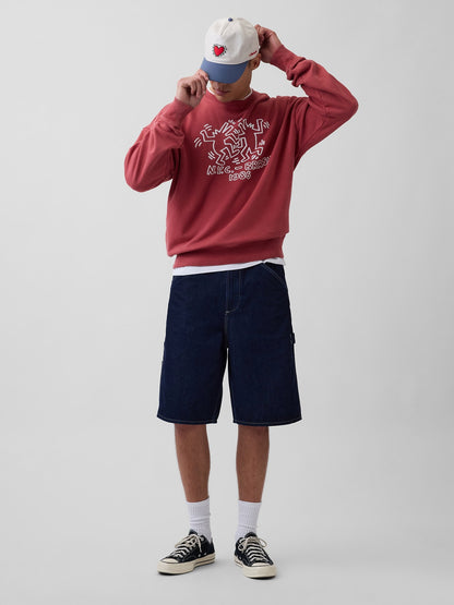 Koyu Kırmızı Keith Haring Heavyweight Logo Sweatshirt