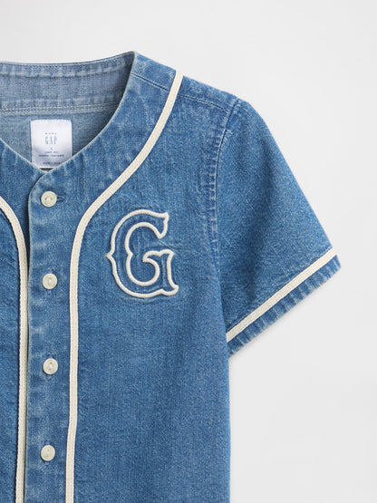 Mavi Denim Varsity Logo Beyzbol Gömlek