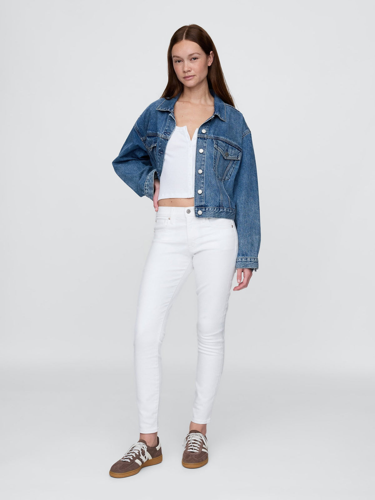 Beyaz Mid Rise True Skinny Jean Pantolon
