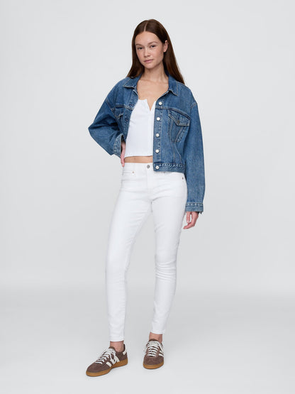 Beyaz Mid Rise True Skinny Jean Pantolon