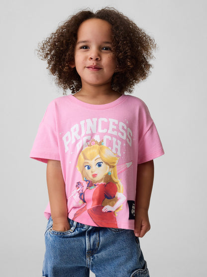 Pembe Princess Peach Grafik Baskılı T-shirt