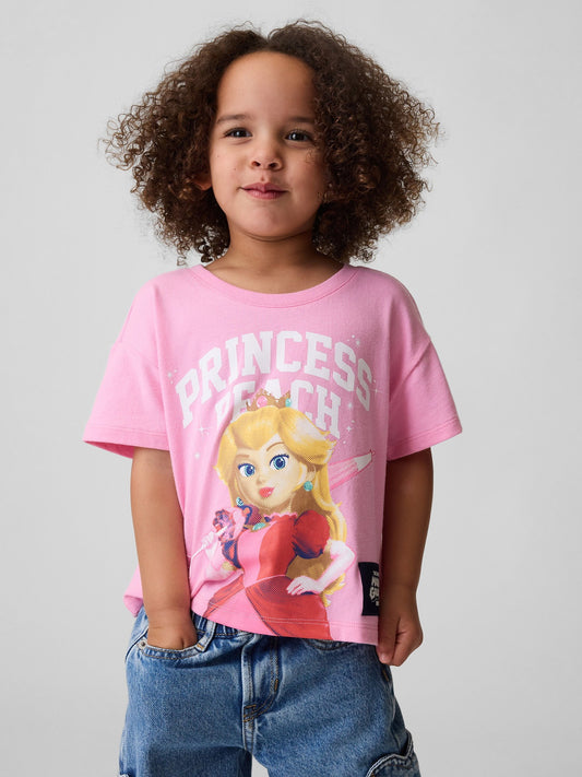 Pembe Princess Peach Grafik Baskılı T-shirt