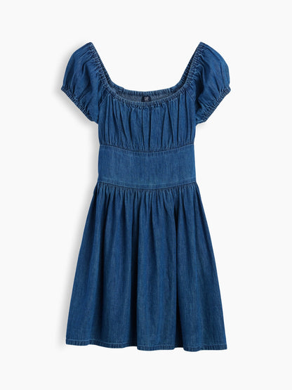 Mavi Denim Puff-sleeve Mini Elbise