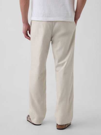 Krem Keten Karışımlı Relaxed Taper Easy Pantolon