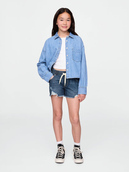 Lacivert Low Rise Ultrasoft Stride Relaxed Denim Şort