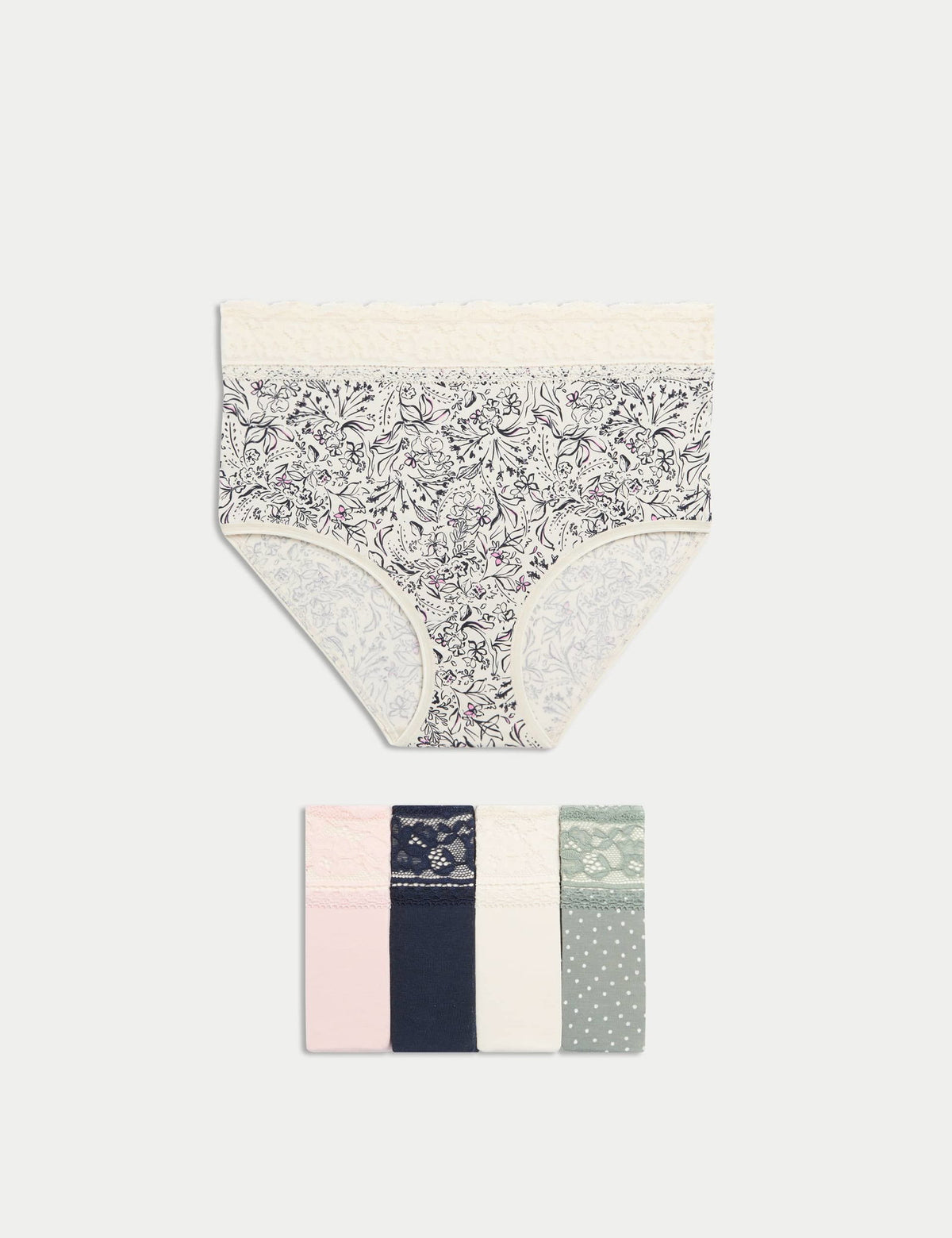 5'li Dantel Detaylı Full Brief Külot Seti