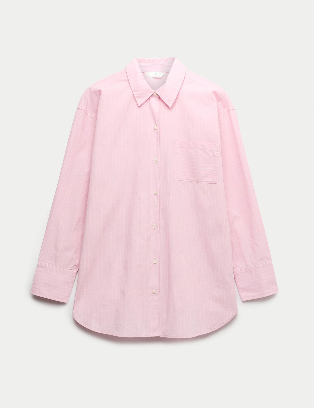 Saf Pamuklu Çizgili Poplin Pijama Üstü