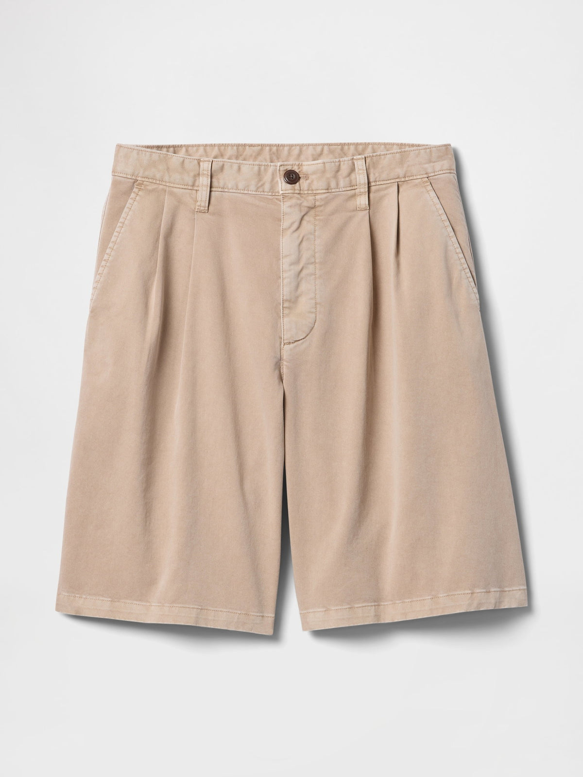 Bej Pileli Khaki Şort