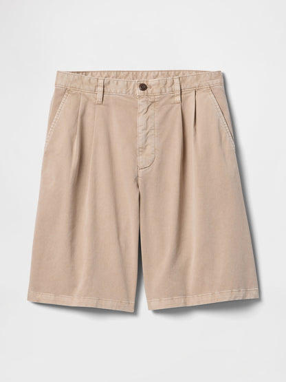 Bej Pileli Khaki Şort