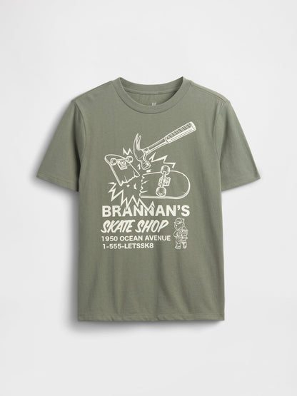 Haki Grafik Baskılı T-shirt