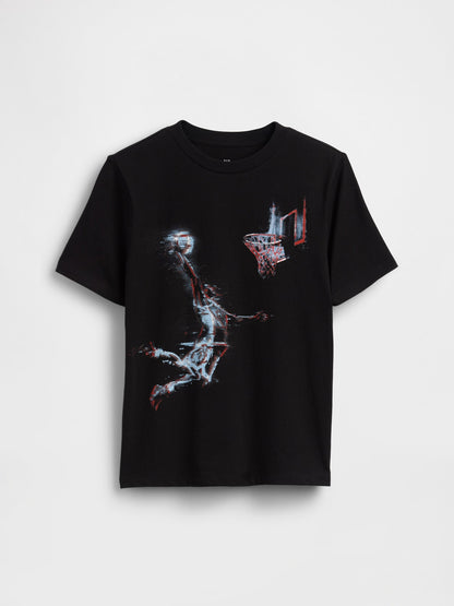 Siyah Grafik Baskılı T-shirt