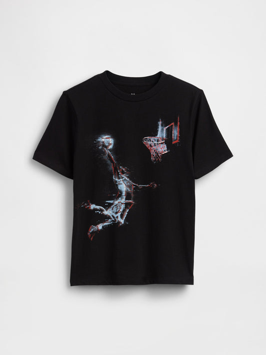 Siyah Grafik Baskılı T-shirt