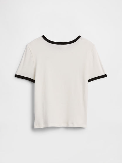 Beyaz Brannan Bear Fitilli Ringer T-shirt